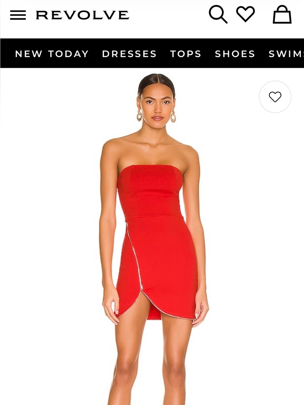 Superdown strapless Red Mini Dress with Zip Detail NWT